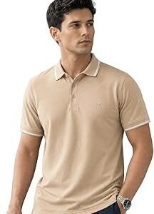 NOBERO Men's Travel Polo T-Shirt | Premium Cotton Stretch Fabric | Anti-Odor & Water-Repellent | UPF 50+ Sun Protection | Regular Fit Polo Collar Casual Wear