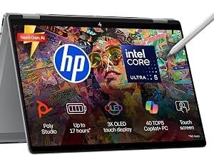 HP OmniBook X Flip OLED Intel Core Ultra 5 226V, 40 Tops (16GB LPDDR5x,1TB SSD) 3K, Touch, 120hz, 14''/35.6cm, Intel ARC Graphic,Win11, Office24, Meteor Silver, 1.38kg, fm0099TU,Pen, 2 in 1 AI Laptop (Copy)